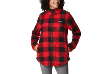 Image of Columbia West Bend Full Zip Fleece Jacket - Women's, Red Lily Check Print, Large, 1939901658RdLyChckPrtL