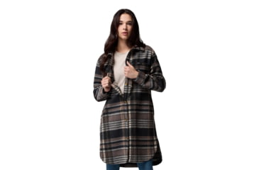 Image of Columbia Wildest Venture Long Fleece Coat - Womens, Black Vagabond Plaid, Extra Small, 2136171-010-XS