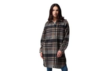 Image of Columbia Wildest Venture Long Fleece Coat - Womens, Black Vagabond Plaid, Extra Small, 2136171-010-XS