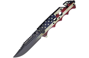Image of Combat Ready Flag Linerlock A/O Folding Knife, 4.75in Closed, 3.5in SS Clip Point Blade, Finger Grooved Aluminum, PK2747 / CBR368