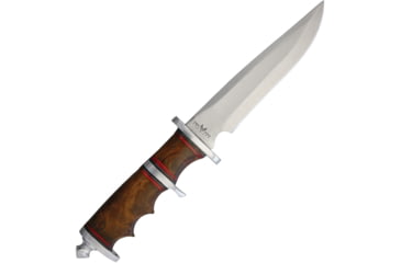 Image of Combat Ready Sub Hilt Fighter Knife, 7 satin finish stainless blade, Brown finger grooved wood handle, # 2 / CBR111