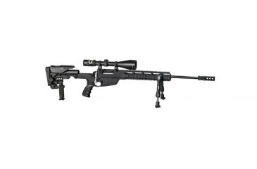Image of Sniper Full Length Stock Tube Fixed Buttstock w/ Rear Folding Leg For A2 Rifle / SR25, Poly / Alum, Black