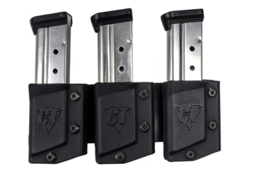 Image of Comp-Tac Tri-Mag Pouch, Standard, Size 12 - Sig P229 .40, P320 9/40, S&amp;W 9/40, Left Side Carry/Right Hand Shooter, Black, Mag Size 12, C62512000LBKN