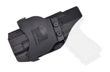 Image of Rounded OWB KYDEX Paddle Holster, Glock 17 19 22 23 26 27 31 32 33 45 Gen 1-5, Right Hand, Carbon Fiber, GLK-171926-CF-RH-OWBPDL
