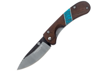 Image of Condor Blue River Hunter Linerlock Folding Knife, 3 natural 440C stainless blade, Walnut handle with Reconstituted turquoise inlay, CTK2828-3-4C