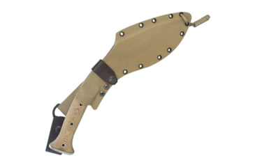 Image of Condor Tool and Knife K-Tact Kukri Knife Desert Knife, 15in Overall, 9.75in Blasted Satin 1075Hc Steel Blade, Natural Canvas Micarta Handle, SS Pommel, Tan Kydex Sheath, CTK1811-10
