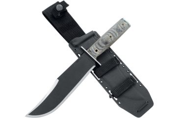 Image of Condor Tool and Knife Operator Bowie Knife Fixed Blade Knife, 7.5in, 1075HC Steel, Clip Point, Black, Linen Micarta Handle, CTK1806-7.5