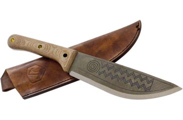Image of Condor Tool and Knife Primitive Nomad Knife Fixed Blade Knife, 8.5in, 1075HC Steel, Drop Point, Satin, Natural, Canvas Micarta Handle, CTK3906-8.4