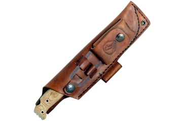 Image of Condor Tool and Knife Toki Knife, 9.25in Overall, 4.5in Blasted Satin 1075Hc Steel Drop Point, Natural Canvas Micarta Handle w/ Concave Notch And 90 Degree Striker, Brown Leather Sheath, CTK3920-4.7HC