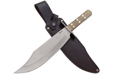 Image of Condor Tool and Knife Undertaker Bowie Knife Fixed Blade Knife, 10in, 1075HC Steel, Clip Point, Satin, Brown, Walnut Handle CTK2804103