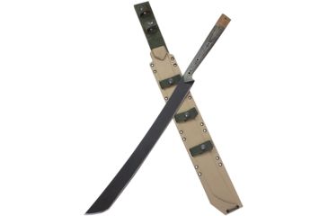 Image of Condor Tool and Knife Yoshimi Machete Fixed Blade Knife, 19.13in, 1075HC Steel, Tanto, Black, Linen Micarta Handle, CTK1807-19.3