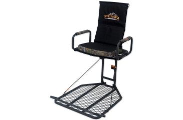 Image of Copper Ridge Outdoors Deluxe Hang On Tree Stand, 24 x 32 inch Platform, Black/Tree Camo 02-MKHS01-DC1CR