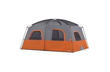 Image of Core Equipment 10 Person Straight Wall Cabin Tent, Orange/Gray, 14 x 10 ft, 40034