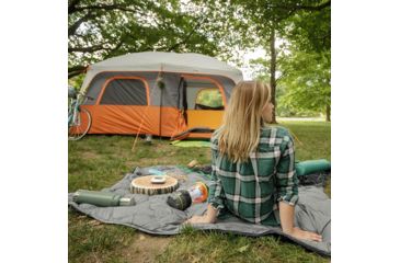 Image of Core Equipment 10 Person Straight Wall Cabin Tent, Orange/Gray, 14 x 10 ft, 40034