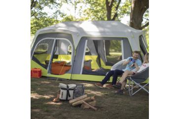 Image of Core Equipment 12 Person instant Cabin Tent with Double Awning, Green/Gray, 18 x 10 ft, 40061
