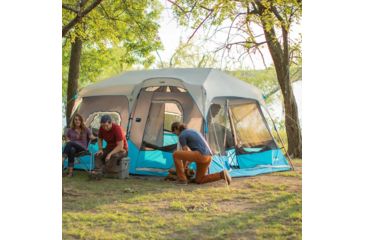Image of Core Equipment Lighted 9 Person Instant Cabin Tent, Blue, 14 x 9 ft, 40062