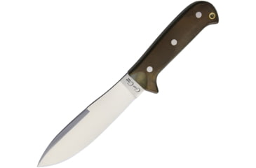 Image of Cougar Creek Wilderness Survivor Knife, 10.5in Overall, 5.75in Satin 1095Hc Steel Blade, OD Green Linen Micarta Handle, Yellow Liners, Brown Leather Sheath, QC0113 OD MICARTA