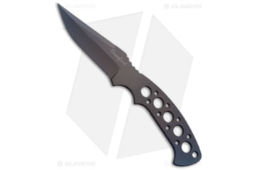 Image of Crawford Knives Custom Kasper Fixed Blade Knife, 3.25in, Titanium, Clip Point Blade, Titanium, Black Handle, Black/Black, 7.50 inch, BHQ-20747