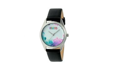 Image of Crayo Graffiti Leather-Band Watch, Multicolor/Black, CRACR4001