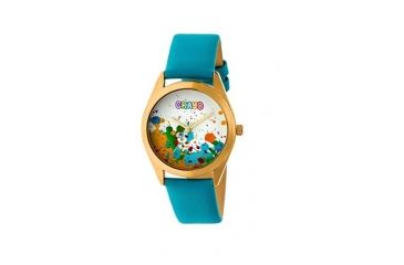 Image of Crayo Graffiti Leather-Band Watch, Multicolor/Powder Blue, CRACR4004