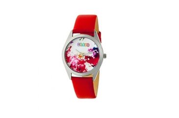 Image of Crayo Graffiti Leather-Band Watch, Multicolor/Red, CRACR4002