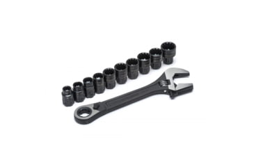 Image of Crescent Pass-Thru X6 Black Oxide Adjustable Wrench and Spline Socket Set, Black Oxide, 11 Pc., CPTAW8