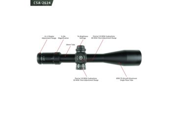 Image of Crimson Trace 2 Series Sport Rifle Scope, 6-24x56mm, FFP, 34mm Tube, MR1-MOA Illuminated Reticle, Black CSA-2624