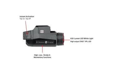 Image of Crimson Trace CMR-208 Rail Master Universal Tactical Cree XPL LED Weapon Light, CR123, White, 420 Lumens, Black, CMR-208