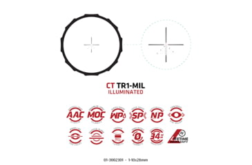 Image of Crimson Trace Hardline Rifle Scope, 1-10x28mm, 34mm Tube, Second Focal Plane, Illuminated CT TR1-MIL, 01-3002301