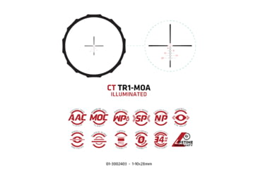 Image of Crimson Trace Hardline Rifle Scope, 1-10x28mm, 34mm Tube, Second Focal Plane, Illuminated CT TR1-MOA, 01-3002403