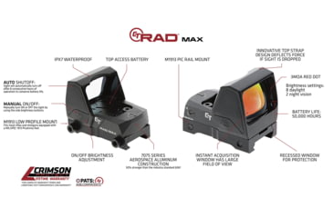Image of Crimson Trace RAD Max Large Open Reflex Red Dot Sight, 3.5 MOA Red Dot Reticle, Black, 01-01980