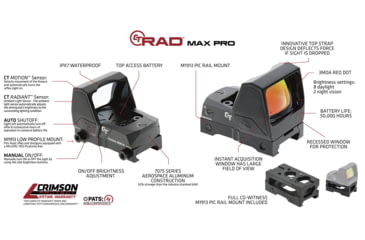Image of Crimson Trace Rad Max Open Reflex Red Dot Sight, 1x3.25 MOA Dot Reticle, Black, 01-01990