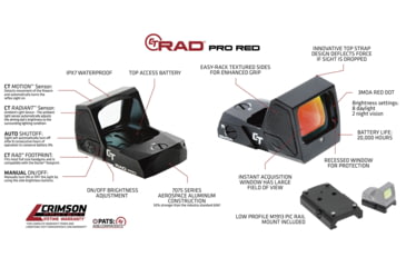 Image of Crimson Trace RAD Pro Red Dot Sight, 3 MOA Red Dot Reticle, Black, 01-01940