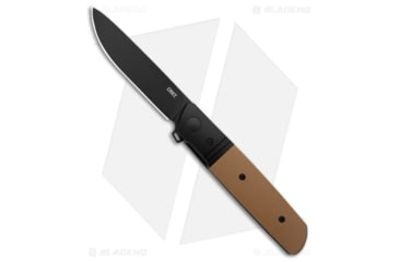 Image of CRKT Bamboozled Spring Assisted Opening Folding Knife, 3.34in, D2, Drop Point Blade, G10, Steel Tan Handle, Black/Tan, 7.81in, BHQ-210151