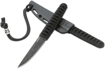 Image of CRKT Burnley Obake - 3.64in. Blade w/ Acid Etch Pattern, Black Paracord Wrapped Handle, Sheath 2367