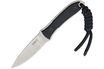 Image of CRKT Carson Neck Knife Satin Knife, 5.5in Overall, 2.5in Satin SS Blade, Black G10 Handle, Black Cord Lanyard, Sheath Includes Attachment Clip, Black Nylon Sheath, F402N