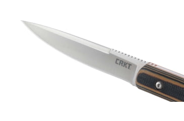 Image of CRKT Biwa Fixed Blade Knife, 3.02in, 8Cr13MoV, Drop Point, Brown/Black G10 Handle, 2382