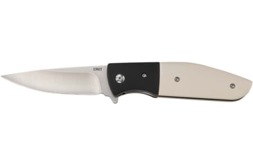 Image of CRKT Curfew Assisted Assisted Opening Folding Knife, 3.1in, 8Cr13MoV Blade, Drop Point, Polished Resin Infused Fiber, Black/White Handle, 2867
