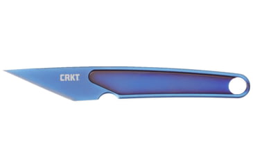 Image of CRKT HangTi Fixed Blade Knife, 1.06in, Titanium Blade, Drop Point, Blue Titanuim Handle, 7065