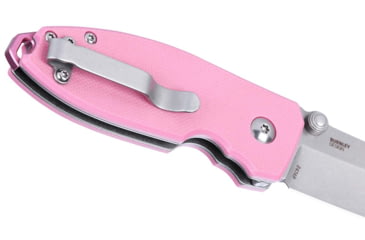 Image of CRKT Squid Button Lock Folding Knife, 2.27in, 14C28N, Drop Point Blade, Rose Quartz G10 Handle, 2474P