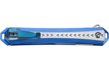 Image of CRKT Stickler Linerlock Assisted Opening Folding Knife, 3.38in, 12C27, Spear Point, Blue/Silver Aluminum, 6710