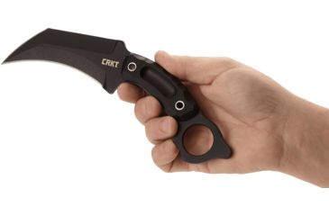 Image of CRKT Du Hoc Fixed Blade Knife w/Sheath, 5.095in SK5 Steel Blade, G10 Handle, Black, 2630