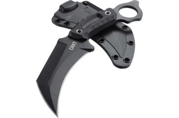 Image of CRKT Du Hoc Fixed Blade Knife w/Sheath, 5.095in SK5 Steel Blade, G10 Handle, Black, 2630
