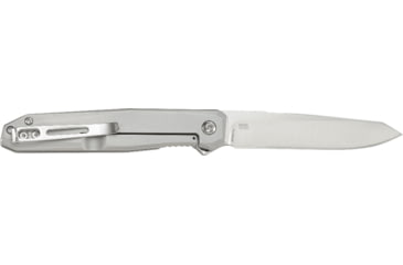 Image of CRKT Facet Assisted Opening Folding Knife, 3.37in, Plain Satin D2 Steel Blade, Sheepsfoot, Stainless Steel Handle, Gray, K230XXP