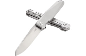 Image of CRKT Facet 3.37in Folding Knife, Sheepsfoot, Plain Satin D2 Steel Blade, Stainless Steel Handle, K230XXP