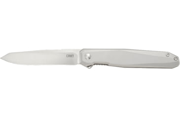 Image of CRKT Facet Assisted Opening Folding Knife, 3.37in, Plain Satin D2 Steel Blade, Sheepsfoot, Stainless Steel Handle, Gray, K230XXP