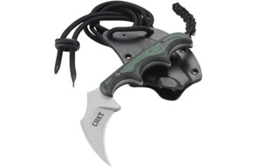 Image of CRKT Folts Keramin - 2.31in. Kerambit Style Blade, Green &amp; Black Scales, Sheath w/ Lanyard 2389