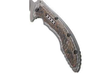 Image of CRKT Ikoma Fossil - 3.96in. Black Blade w/ Veff Serrations, IKBS, Stainless Steel &amp; G10 Scales, Clip 5471K
