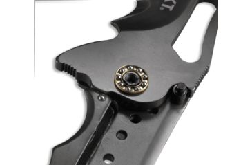 Image of CRKT Ikoma Fossil - 3.96in. Black Blade w/ Veff Serrations, IKBS, Stainless Steel &amp; G10 Scales, Clip 5471K
