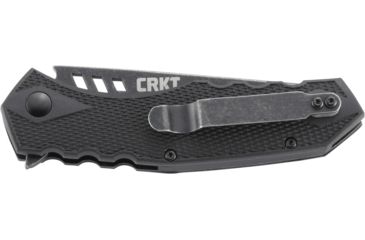 Image of CRKT LOCKING LINER WITH BLADE FLIPPER, Compact Tanto, Flat Top Serrations, Black and Gray, 3.25 R1706K